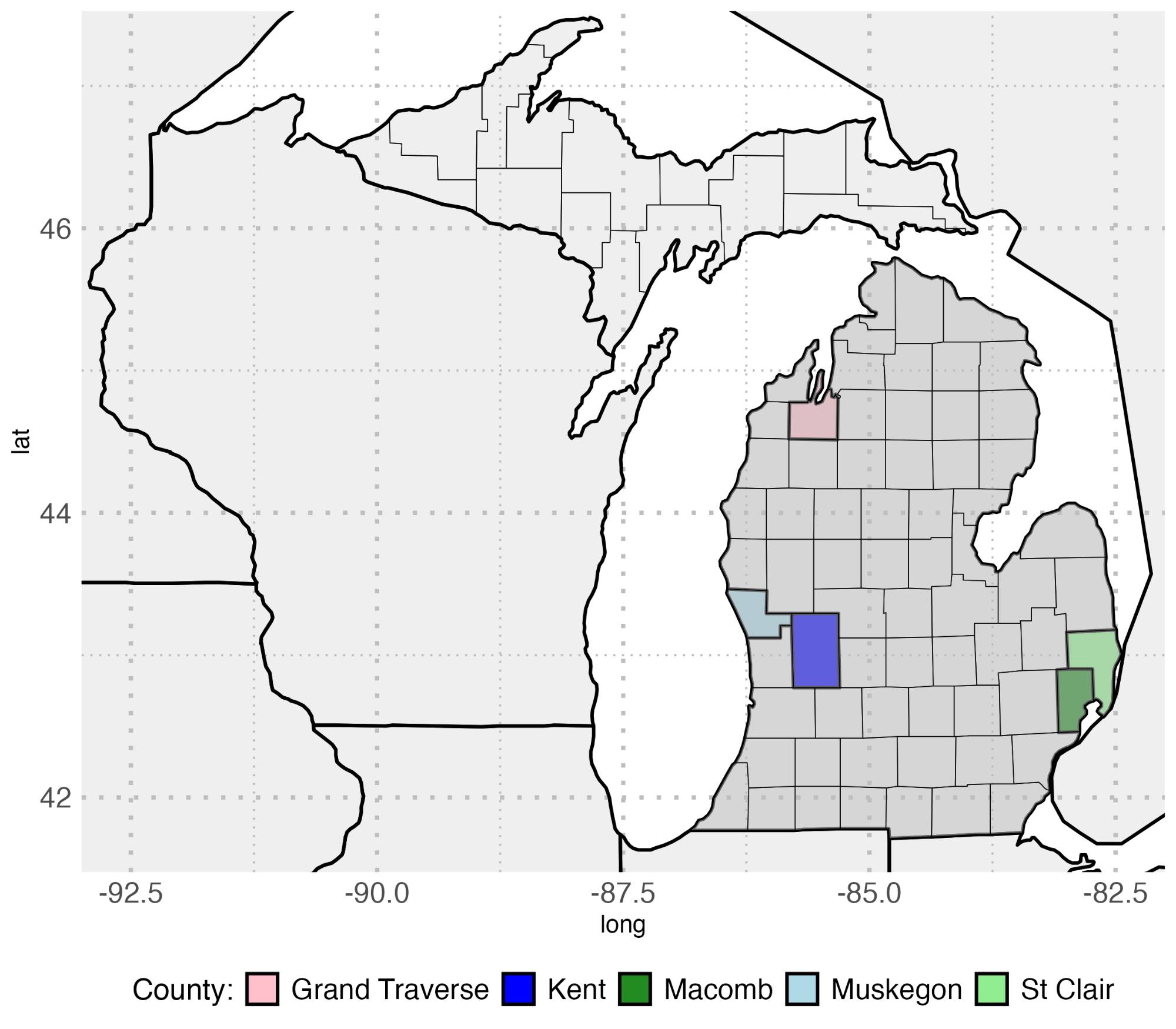Counties of Focus in The LP Talk Study